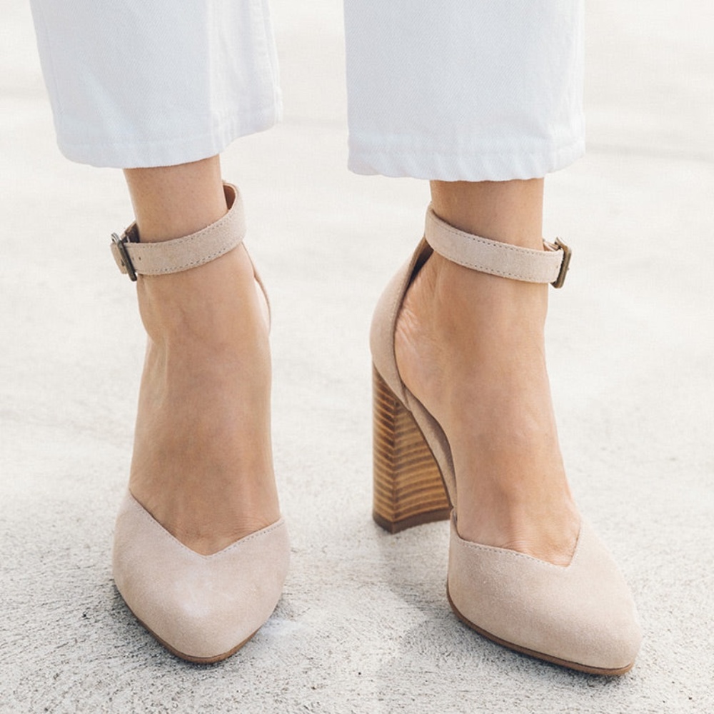Soludos Beige Ankle Strap Heels